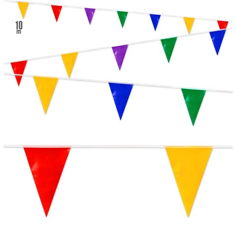 Αποκριάτικη Γιρλάντα Σημαιάκια Πολύχρωμα PVC  