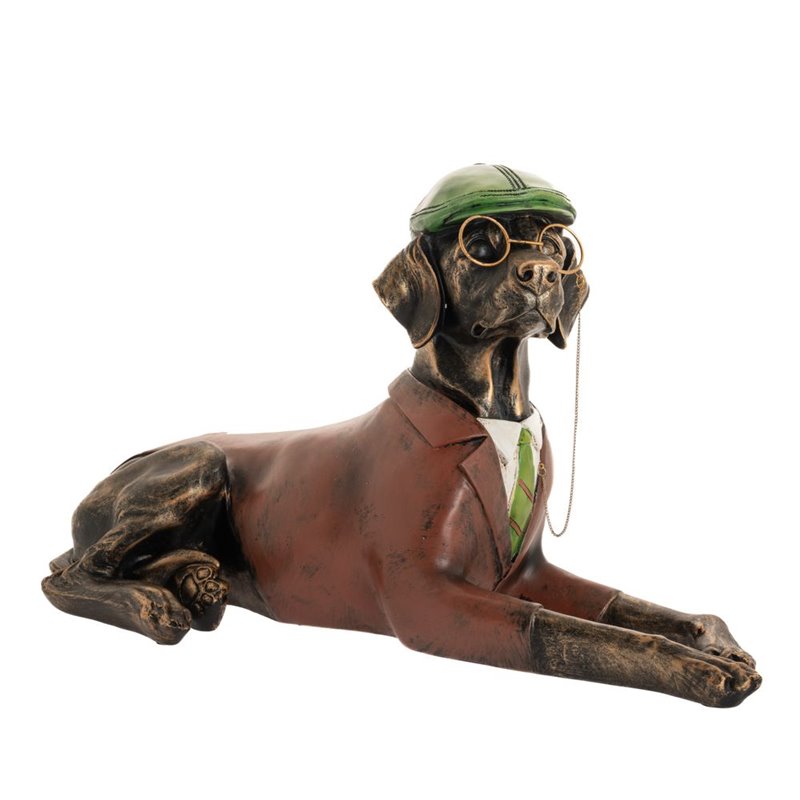 Διακοσμητικό Polyresin Σκύλος Καθιστός με Πράσινο Καπέλο  65x27x37 εκ.