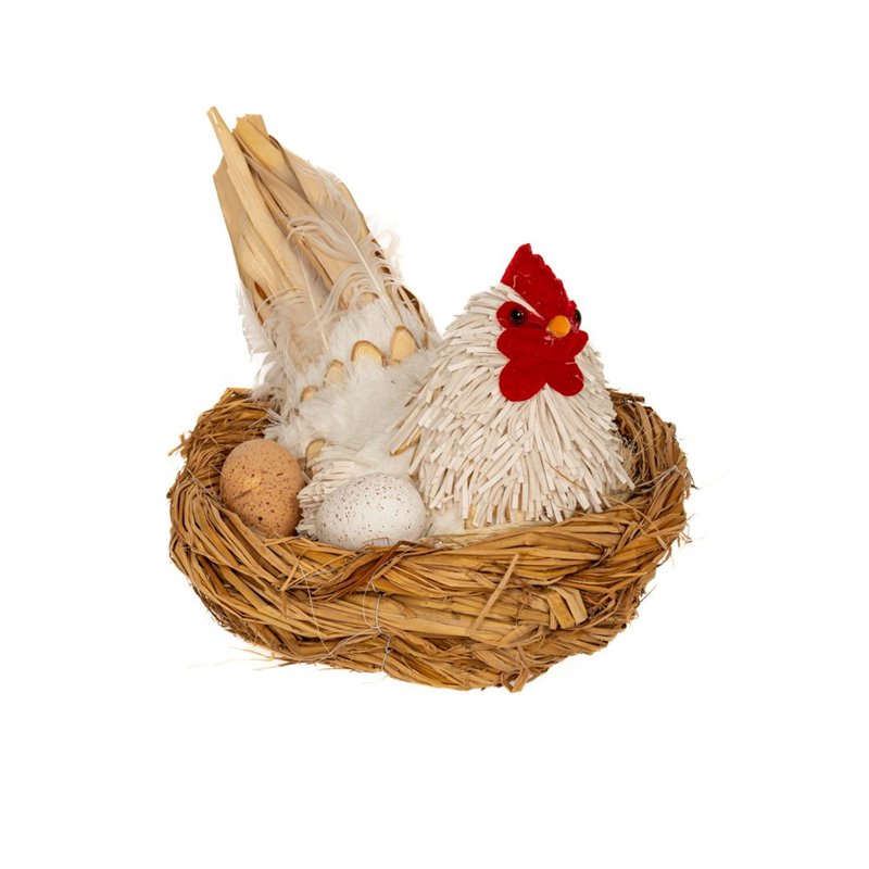 Πασχαλινό Διακοσμητικό Κότα σε Φωλιά με Αυγά 32x25x22 εκ.