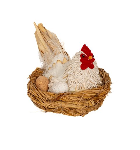 Πασχαλινό Διακοσμητικό Κότα σε Φωλιά με Αυγά 32x25x22 εκ.