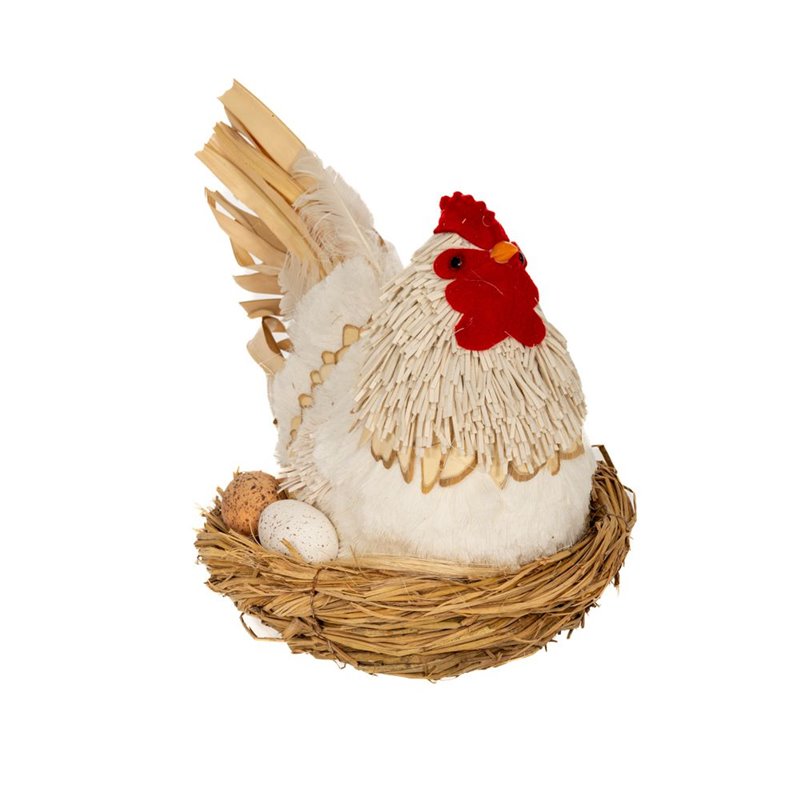 Πασχαλινό Διακοσμητικό Κότα σε Φωλιά με Αυγά 41x28x29 εκ.