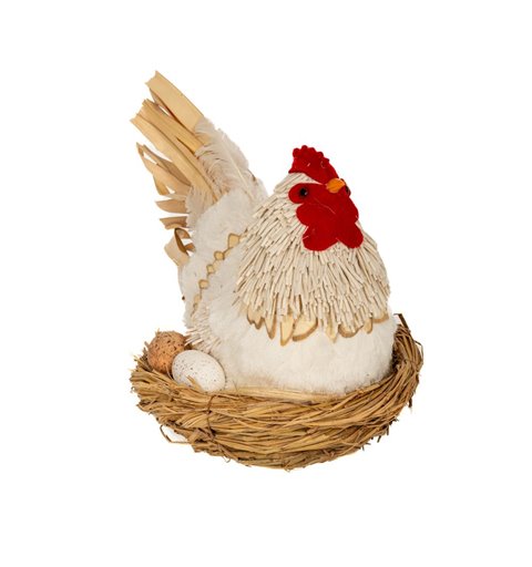 Πασχαλινό Διακοσμητικό Κότα σε Φωλιά με Αυγά 41x28x29 εκ.