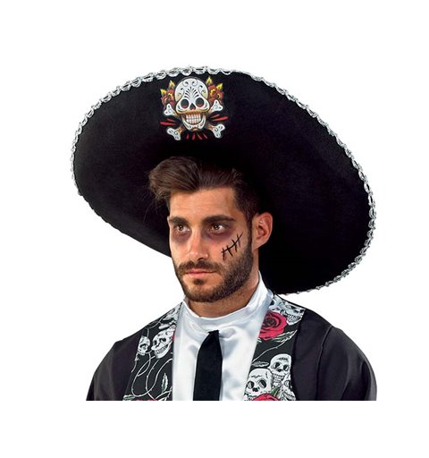Αποκριάτικο Αξεσουάρ Καπέλο Μεξικάνου με Νεκροκεφαλές