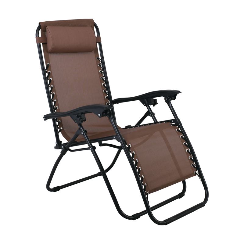 Super Relax Πολυθρόνα με Υποπόδιο Steel Textilene Καφέ 165x65x112 εκ.