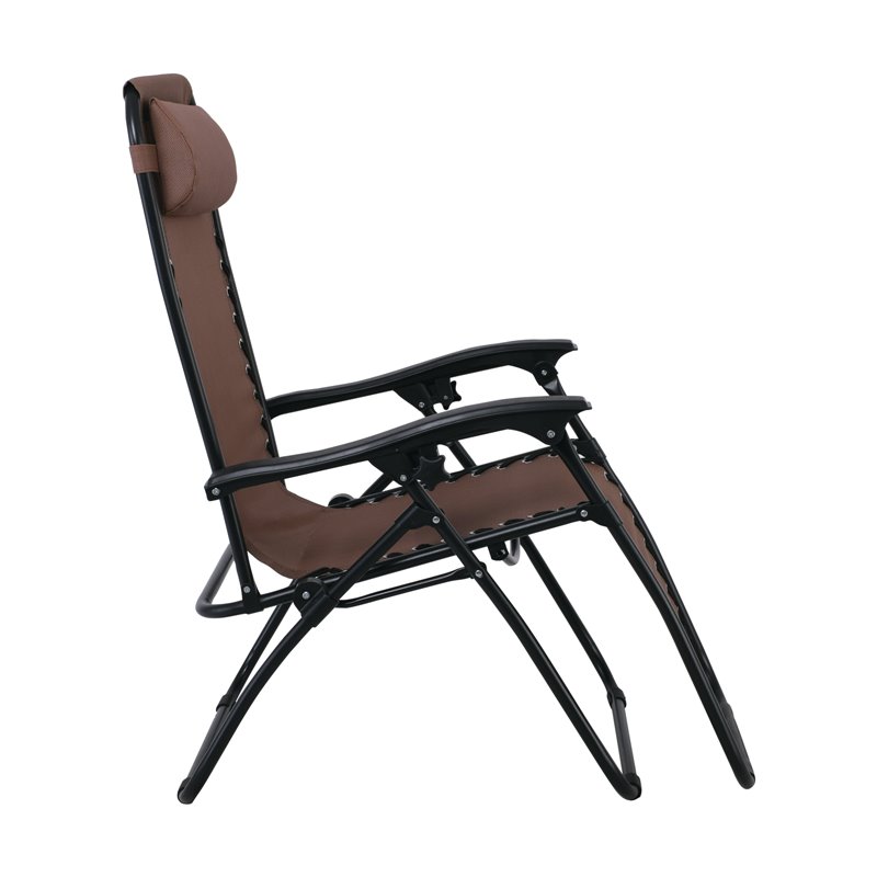 Super Relax Πολυθρόνα με Υποπόδιο Steel Textilene Καφέ 165x65x112 εκ.