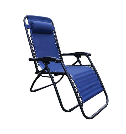 Super Relax Πολυθρόνα με Υποπόδιο Steel Textilene Μπλε 165x65x112 εκ.