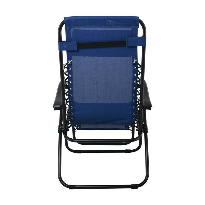 Super Relax Πολυθρόνα με Υποπόδιο Steel Textilene Μπλε 165x65x112 εκ.