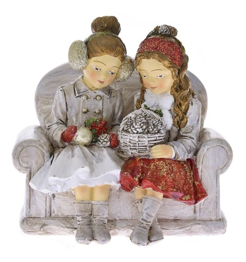 Επιτραπέζιο Διακοσμητικό Polyresin Κορίτσια σε Παγκάκι 13x11x12 εκ. 