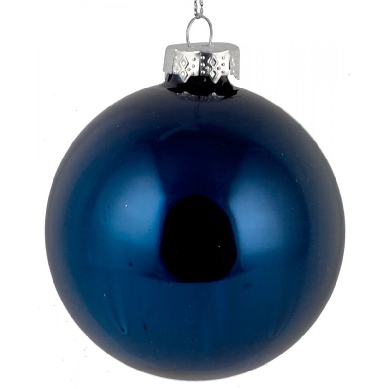 Μπάλα Γυάλινη Μονόχρωμη Γυαλιστερή Μπλε 10 εκ.