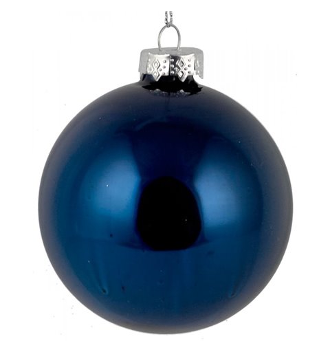 Μπάλα Γυάλινη Μονόχρωμη Γυαλιστερή Μπλε 10 εκ.