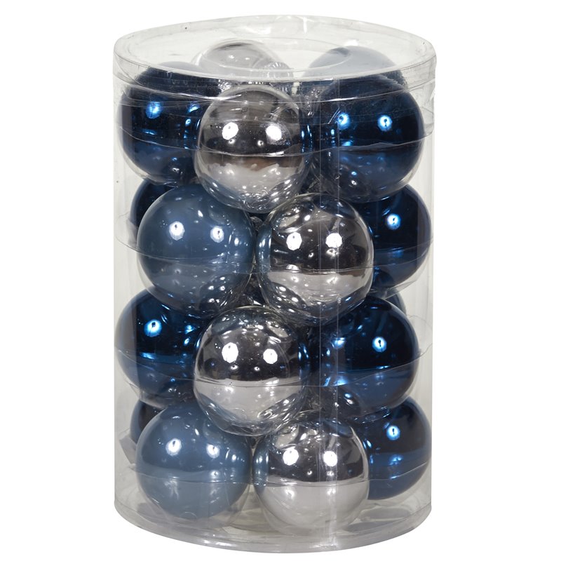 Μπάλα Γυάλινη Μπλε Ασημί Σετ 20 τμχ. 6 εκ. 