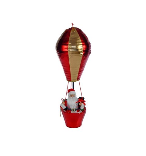 Κρεμαστός Αγ.Βασίλης με Αερόστατο Κόκκινο Χρυσό 60 εκ.