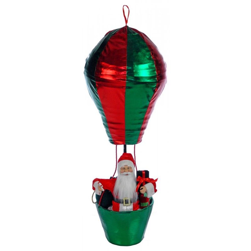 Κρεμαστό Διακοσμητικό Αερόστατο με Αγ.Βασίλη Κόκκινο Πράσινο 110 εκ.