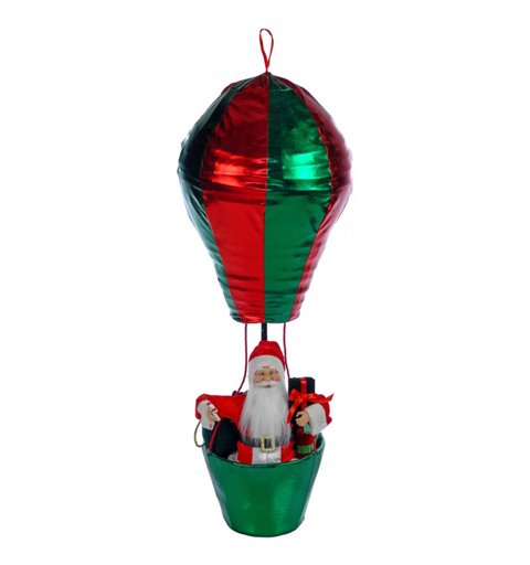 Κρεμαστό Διακοσμητικό Αερόστατο με Αγ.Βασίλη Κόκκινο Πράσινο 110 εκ.