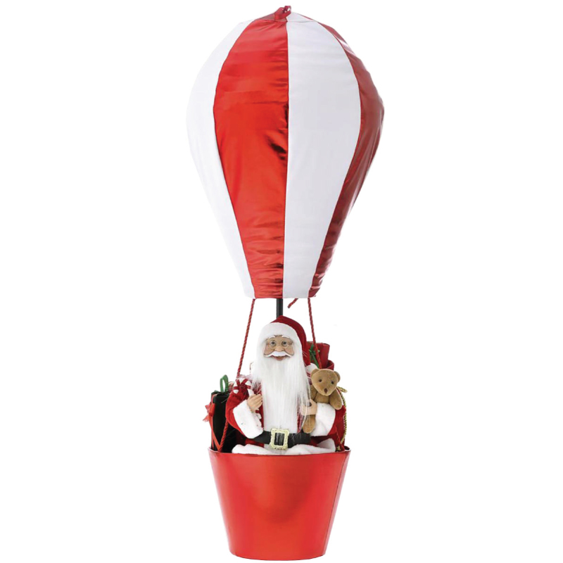 Κρεμαστό Διακοσμητικό Αερόστατο με Αγ.Βασίλη Κόκκινο Λευκό 150 εκ.