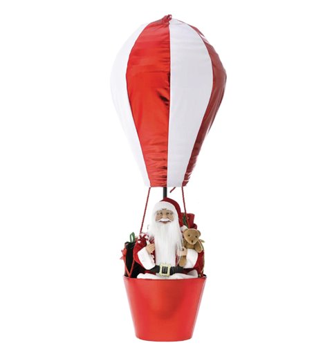 Κρεμαστό Διακοσμητικό Αερόστατο με Αγ.Βασίλη Κόκκινο Λευκό 150 εκ.