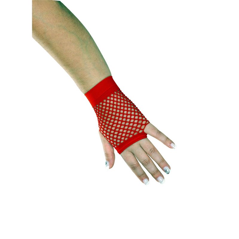 Αποκριάτικο Αξεσουάρ Γάντια Κοντά Διχτυωτά Κόκκινα