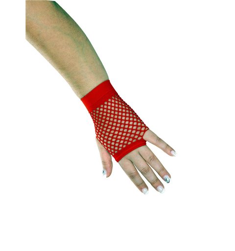 Αποκριάτικο Αξεσουάρ Γάντια Κοντά Διχτυωτά Κόκκινα