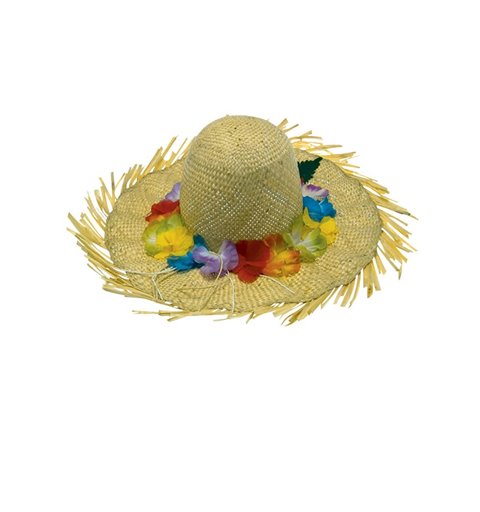 Αποκριάτικο Αξεσουάρ Καπέλο με Λουλούδια Ψάθινο