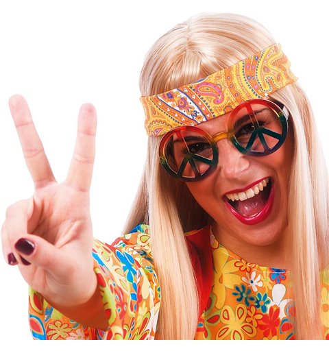 Αποκριάτικο Αξεσουάρ Γυαλιά Hippie με Σήμα Ειρήνης