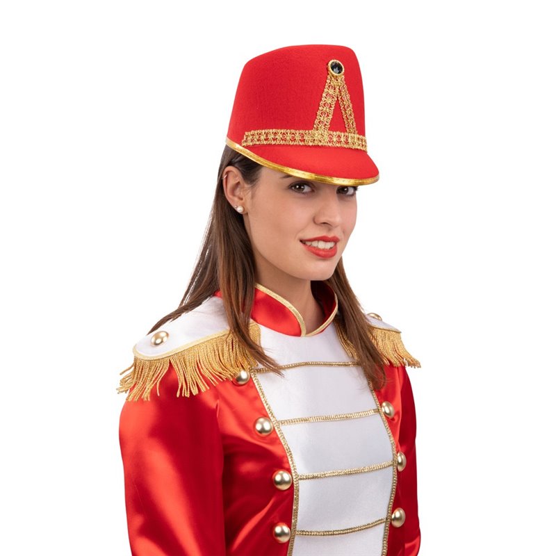 Αποκριάτικο Αξεσουάρ Καπέλο Μαζορέτας / Αξιωματικού Στρατιώτη Κόκκινο