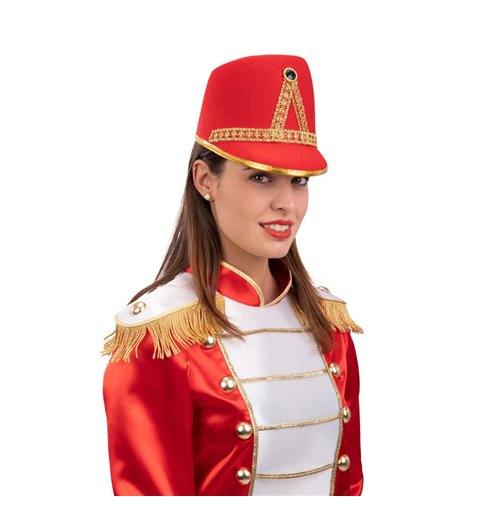 Αποκριάτικο Αξεσουάρ Καπέλο Μαζορέτας / Αξιωματικού Στρατιώτη Κόκκινο