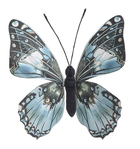 Διακοσμητική Πεταλούδα Υφασμάτινη Γαλάζια Μαύρη 60 εκ.   