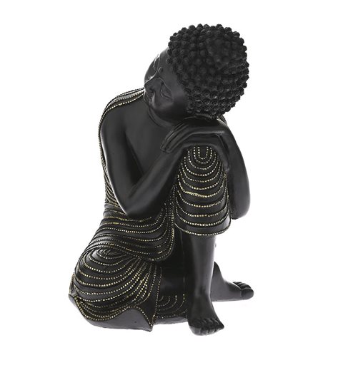 Διακοσμητικό Αγαλματίδιο Polyresin Καθιστός Βούδας Μάυρος 22x21x31 εκ.