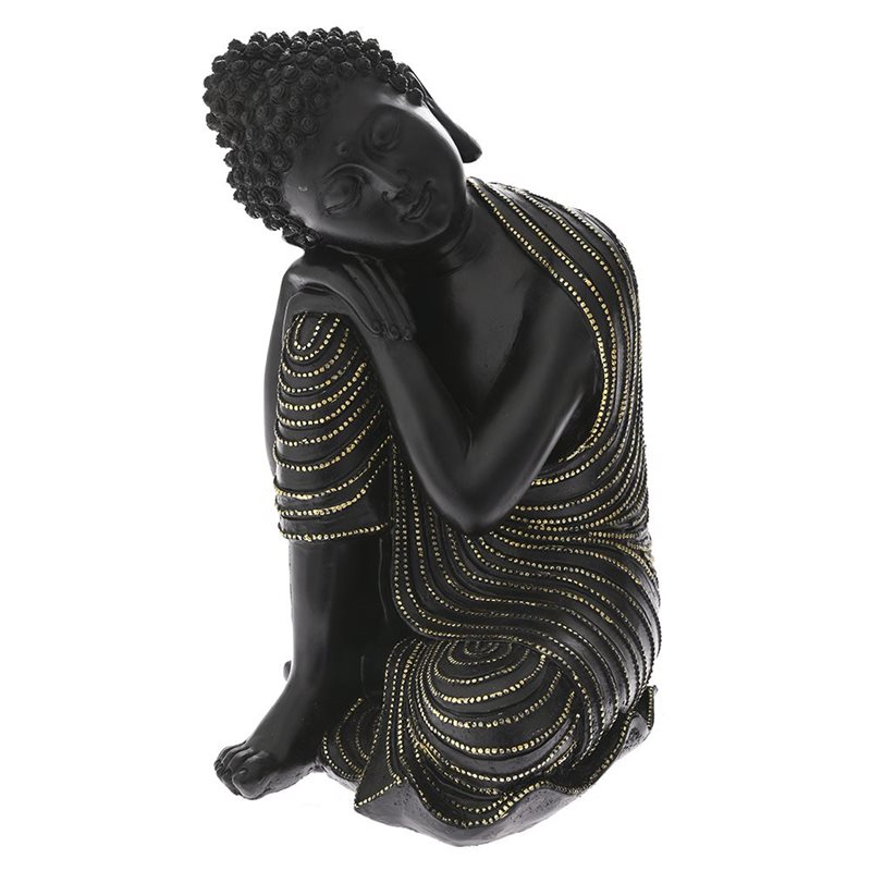 Διακοσμητικό Αγαλματίδιο Polyresin Καθιστός Βούδας Μάυρος 22x21x31 εκ.