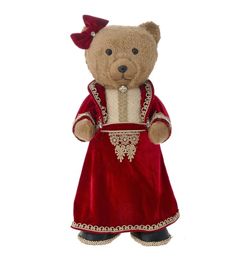 Αρκούδα Ψάθινη με Κόκκινο Φόρεμα Βελούδο 54 εκ.