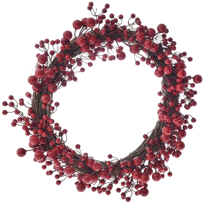 Στεφάνι Στολισμένο Κόκκινα Berries Φ36 εκ.  