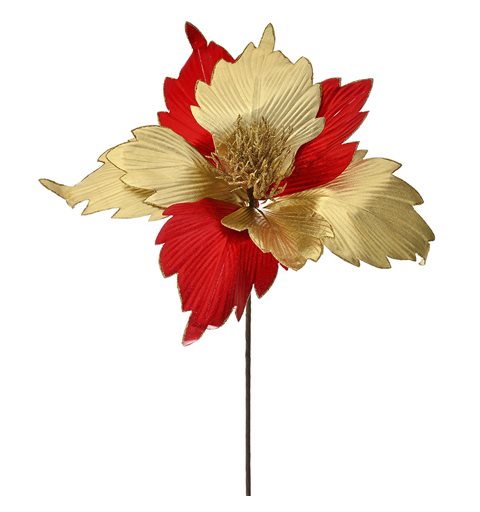 Λουλούδι Βάζου Αλεξανδρινό Κόκκινο Χρυσό 60 εκ.