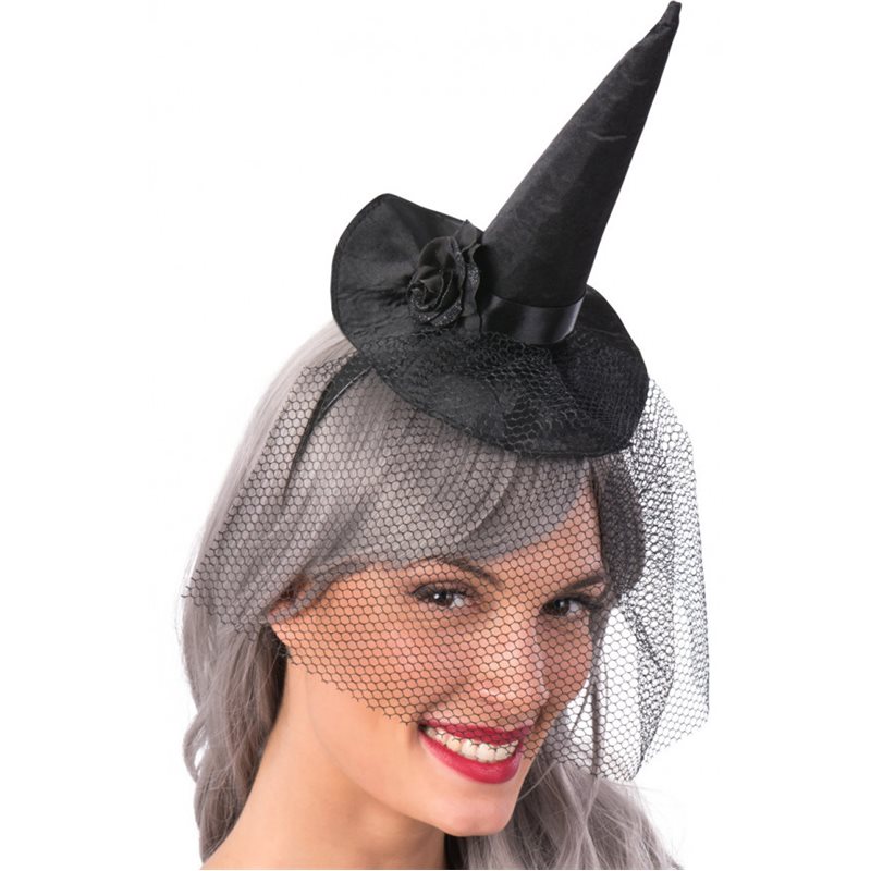 Αποκριάτικο Αξεσουάρ Halloween Στέκα Καπέλο Μάγισσας με Πέπλο