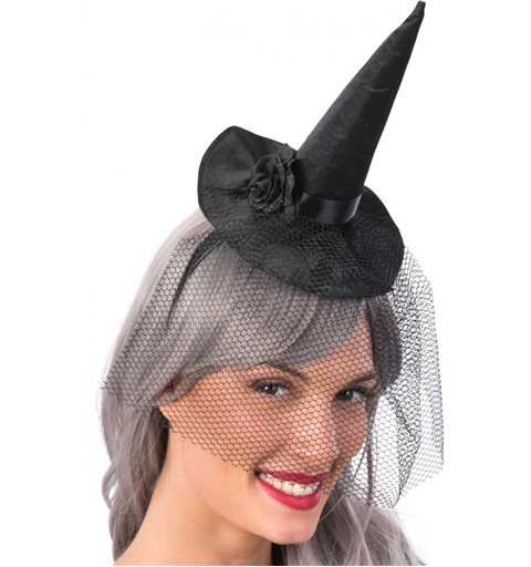 Αποκριάτικο Αξεσουάρ Halloween Στέκα Καπέλο Μάγισσας με Πέπλο