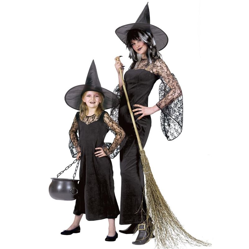 Αποκριάτικη Στολή Halloween Μάγισσα Φόρεμα με Δαντέλα Γυναικεία   