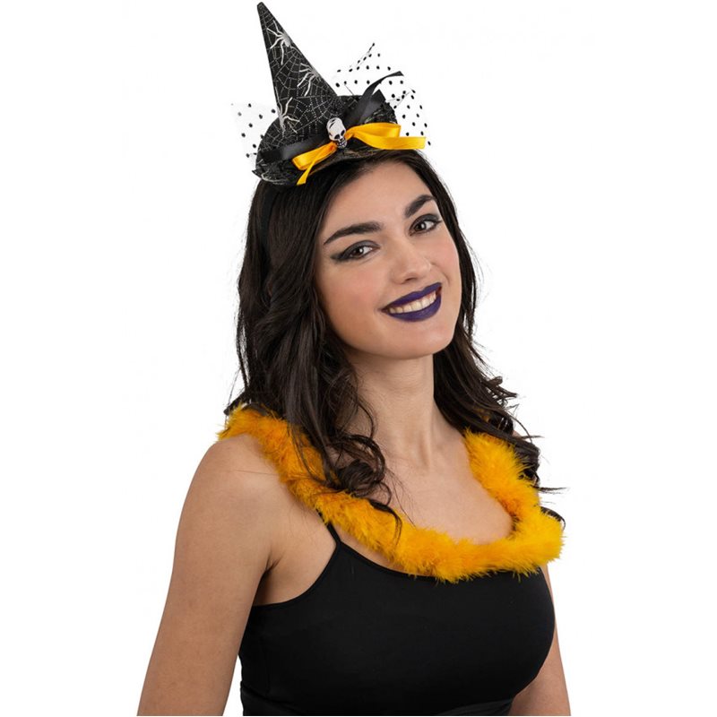 Αποκριάτικο Αξεσουάρ Halloween Στέκα Μίνι Καπέλο Μάγισσας Μάυρο 