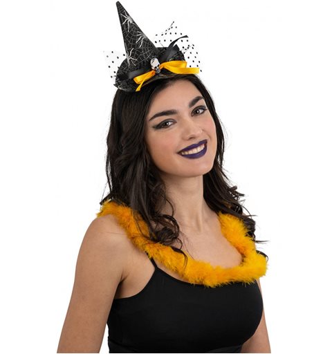 Αποκριάτικο Αξεσουάρ Halloween Στέκα Μίνι Καπέλο Μάγισσας Μάυρο 