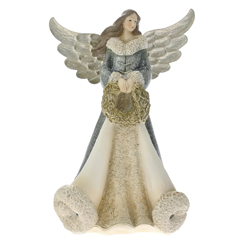 Αγγελος Polyresin Ασημί 16x9x25 εκ. 