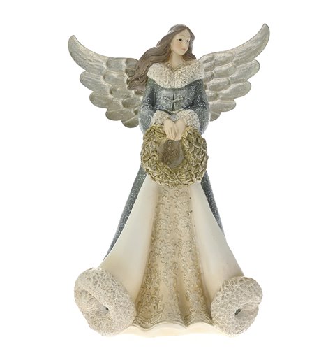 Αγγελος Polyresin Ασημί 16x9x25 εκ. 