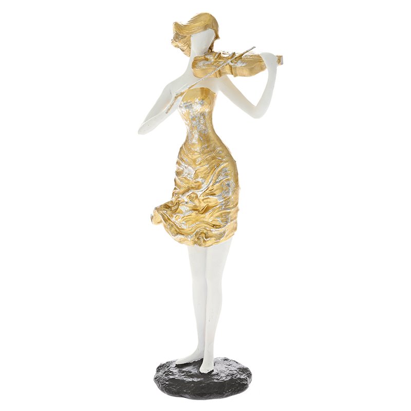 Διακοσμητικό Αγαλματίδιο Polyresin Κοπέλα με Βιολί Χρυσή 13x10x25 εκ. 