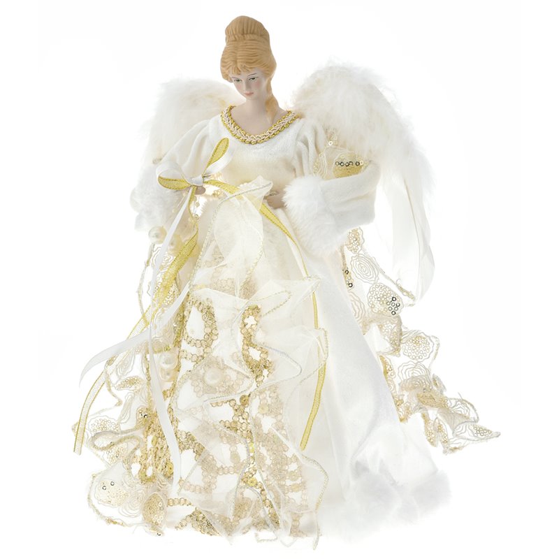 Αγγελος Κορυφή Υφασμάτινος Λευκός Χρυσός 30 εκ. 