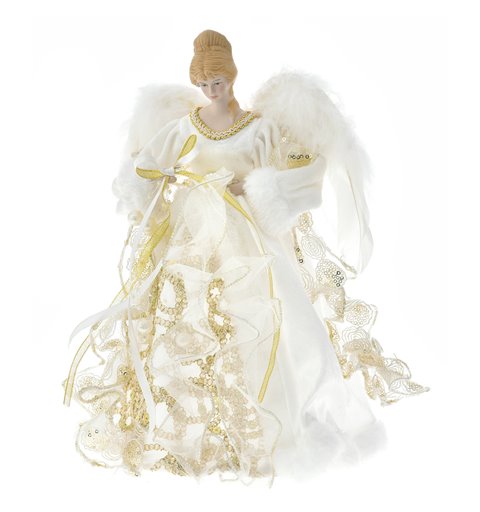 Αγγελος Κορυφή Υφασμάτινος Λευκός Χρυσός 30 εκ. 