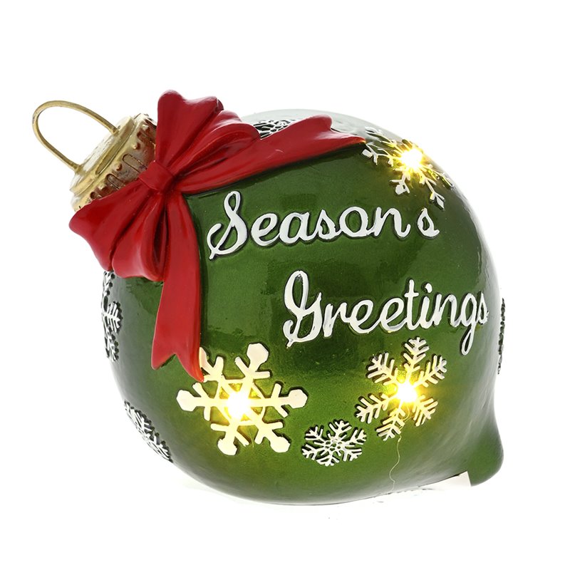 Χριστουγεννιάτικο Διακοσμητικό Polyresin Μπάλα Φωτιζόμενη με Σχέδια Πράσινη Φ12x13 εκ.