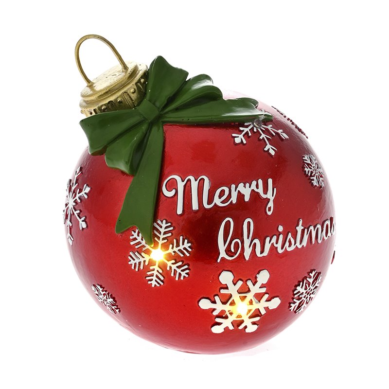 Χριστουγεννιάτικο Διακοσμητικό Polyresin Μπάλα Φωτιζόμενη με Σχέδια Κόκκινη Φ12x13 εκ.