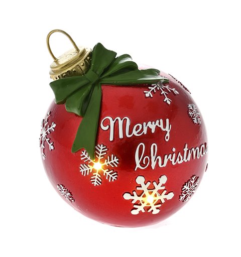Χριστουγεννιάτικο Διακοσμητικό Polyresin Μπάλα Φωτιζόμενη με Σχέδια Κόκκινη Φ12x13 εκ.