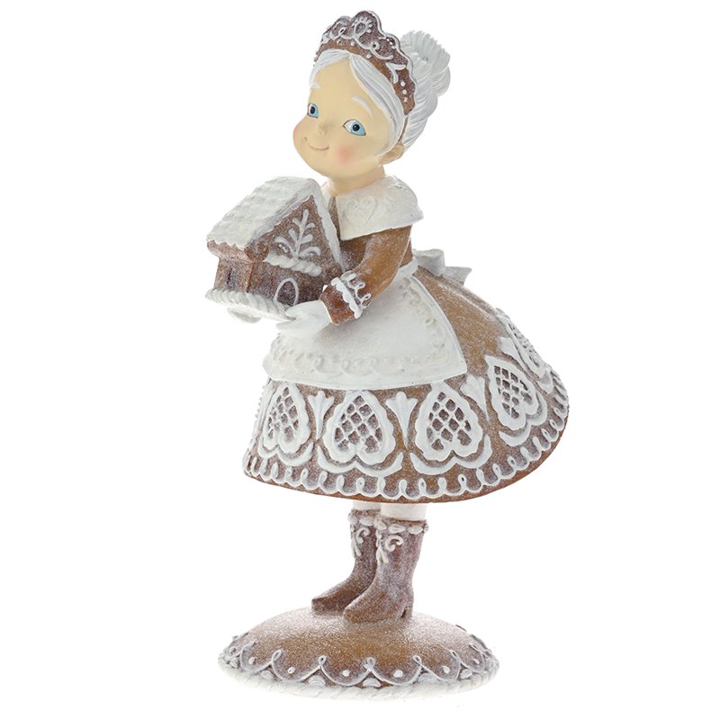 Επιτραπέζιο Διακοσμητικό Polyresin Κυρία με Gingerbread 21x17x33 εκ. 