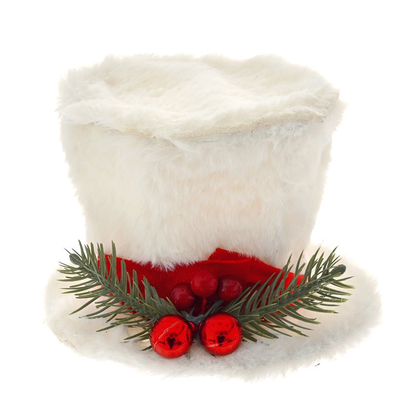 Καπέλο Υφασμάτινο Λευκό με Κόκκινη Κορδέλα Φ12x15 εκ.