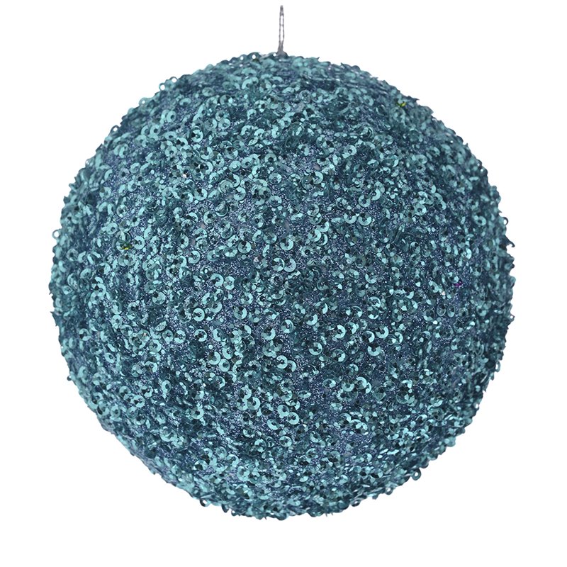 Κρεμαστό Διακοσμητικό Πλαστική Μπάλα με Στρας Γαλάζια Φ15 εκ.