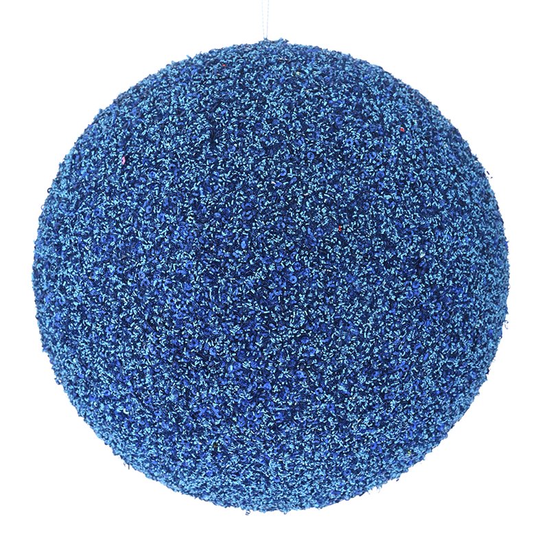 Κρεμαστό Διακοσμητικό Πλαστική Μπάλα με Στρας Μπλε Φ20 εκ.
