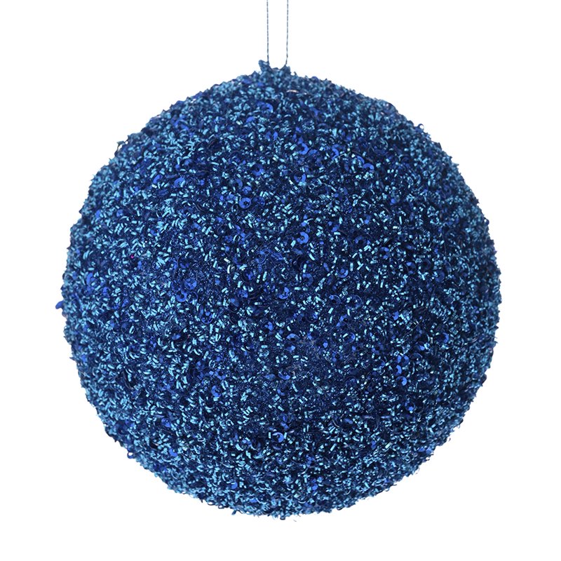 Κρεμαστό Διακοσμητικό Πλαστική Μπάλα με Στρας Μπλε Φ15 εκ.